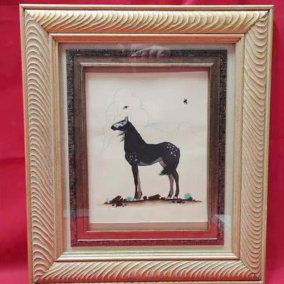 Unique Hand-Painted Portrait of a Spotted Stallion | Minimalist Background | Southwestern Art Style