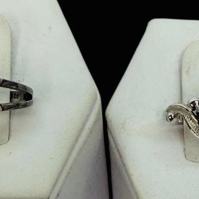 Pair of Gemstone Sterling Rings (sz 4.5)