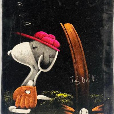 Vintage Black Velvet Snoopy Painting