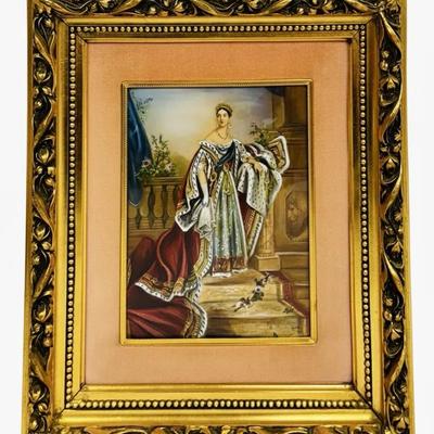 Miniature Vintage Royal Figure Portrait Painting In Gilt Frame 
