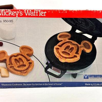 Sale Photo Thumbnail #99: Lot #99 Vintage 1991 Disney Mickey’s Waffler by Vitantonio – Model 950-NS – Non-Stick Mickey Mouse Waffle Maker w Box & Manual