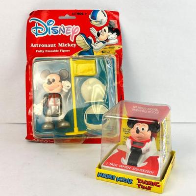 Sale Photo Thumbnail #89: Lot #89 Vintage Disney Mickey Mouse Set – Astronaut Mickey Figure & 1991 Talking Time Alarm Toy