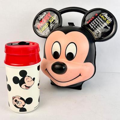Sale Photo Thumbnail #81: Lot #81 Vintage Mickey Mouse Lunch Kit by Aladdin – 3D Hard Plastic Character Lunchbox with Matching Thermos – Made in USA