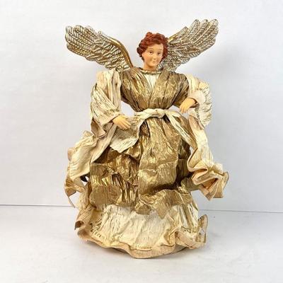 Sale Photo Thumbnail #142: Lot #142 Christmas Angel with Gold Wings – Paper Robe Holiday Figurine