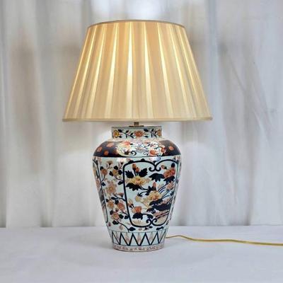 Sale Photo Thumbnail #42: Lot #42 Vintage Porcelain Red & Blue Imari Table Lamp

