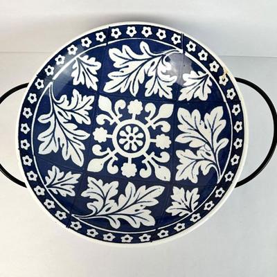 Sale Photo Thumbnail #43: Lot #43 Williams Sonoma Blue Tile Serving Bowl & Holder
