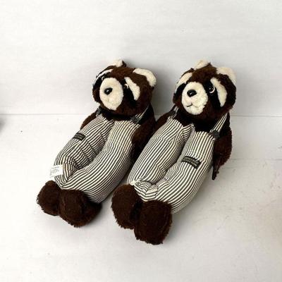 Sale Photo Thumbnail #125: Lot #125 Vintage Wrecker Raccoon Slippers by Bondi – Plush Raccoon House Shoes - Womens Size 9-10