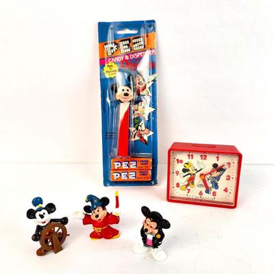 Sale Photo Thumbnail #88: Lot #88 Vintage Disney Mickey Mouse Lot – Lorus Alarm Clock, Carded PEZ, Figurines – 1980s Mickey Memorabilia