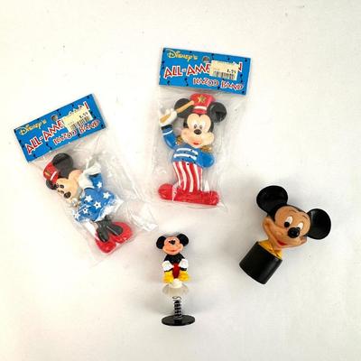 Sale Photo Thumbnail #80: Lot #80 Disney Collectibles Lot – 1950s Mickey Mouse Rubber Squeaker + Sealed All-American Kazoo Band Figures + Pop Toy