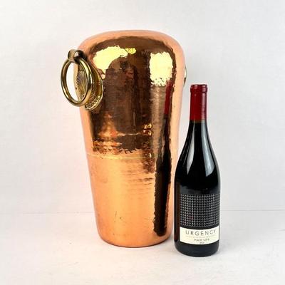 Sale Photo Thumbnail #65: Lot #65 Vintage Hammered Copper & Brass Vase/Umbrella Stand
