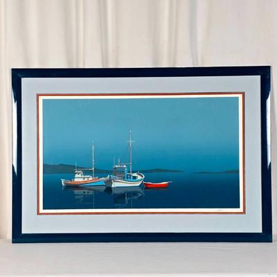 Sale Photo Thumbnail #6: Lot #6 Keith Reynolds “Mykonos” – Signed Limited Edition Serigraph 5/495, Large Framed Coastal Print - 29" Tall x 42" Wide