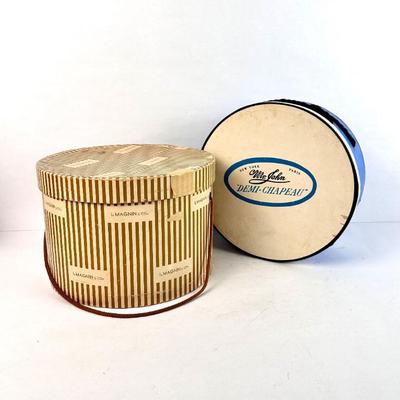 Sale Photo Thumbnail #126: Lot #126 Vintage Hat Box Pair – Mr. John “Demi-Chapeau” & I. Magnin & Co. Millinery Boxes