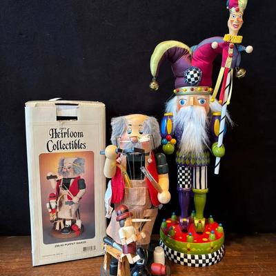 2 Nutcrackers ~ Zim’s Heirloom Toymaker , 16” MacKenzie-Childs Germany Jester 