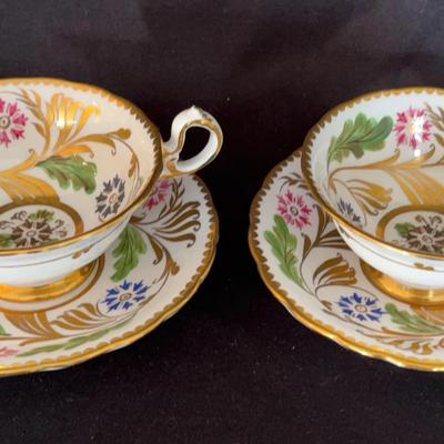 2~ Exquisitely Gilded Royal Chelsea Teacups & Saucers