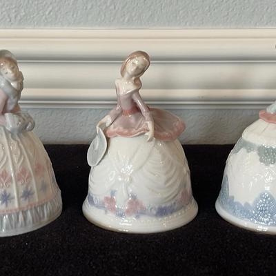 3 LLADRO Bells * Sounds Of Summer 05953 * Sounds Of Winter * 4 1/2 Tall & Bell 3” Diameter