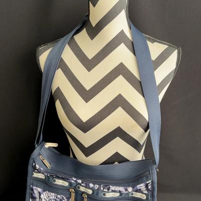 LeSportsac Blue Batik Design Nylon Large Tote Bag * 2 Extra Stash Bags 