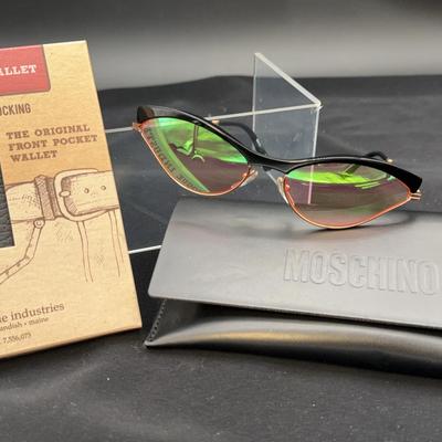 MOSCHINO Sunglasses In Case * NEW Leather Front Pocket Wallet * RFID Blocking 