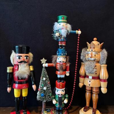2 Vintage Boxed Wooden Nutcrackers 12.5” & 14”  , 1 Pier One Nutcracker Tower