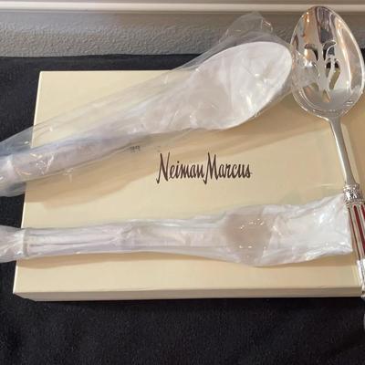 Neiman Marcus Serving Set With Red / Silver Handle * 2 Unopened * Silverplate 