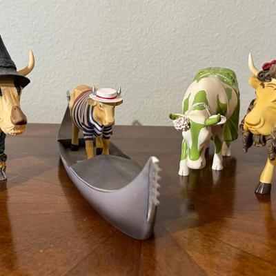 Cow Parade 2002 * Cowdolier #9149 11x3x3 * Clean Jean The Green Holstein #7251 6x2x3.5” *