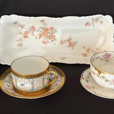 4~ LIMOGES Teacups & Saucers With 11” Serving Plate * Haviland France 