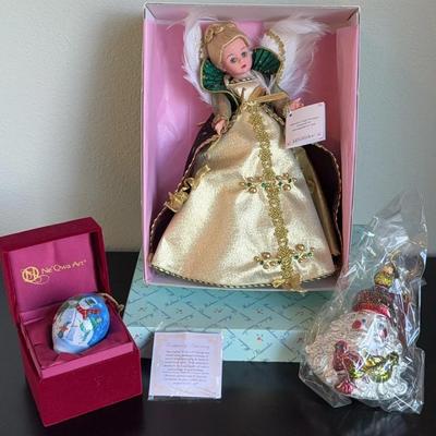 NEW Ne’Qwa Art Blown Glass Ornament &  Millenium Angel Tree Topper By ‘Madame Alexander’