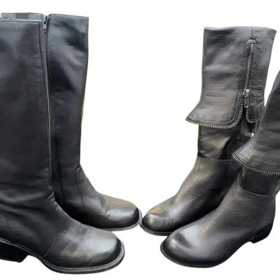 2~ Pairs Of Size 9M Black Leather Tall Boots * Apostrophe & NEW BCB Generation 