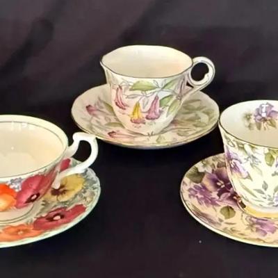 5~Teacups & Saucers * 3 Are Royal Patrician * Royal Stafford, Royal Kendal
