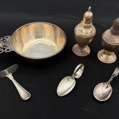 Vintage Sterling Silver 1941 Bowl, Salt & Pepper Shakers , Baby Spoons * Total Weight: 329.4g