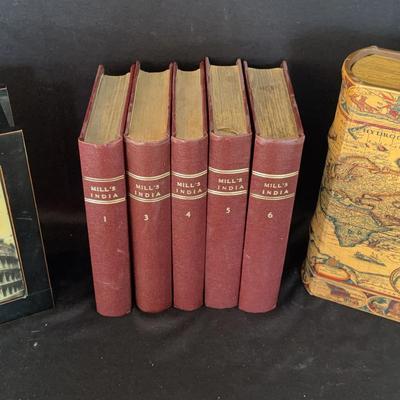 Vintage Book 1826 Set #1, 3 Thru 6 Of ‘Mill’s India’ * Quaint Travel Storage Boxes 
