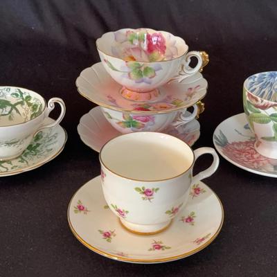 Gloriously Gorgeous Teacups & Saucers! * TAKIRO Of Japan; Coalport & Wellington Of England