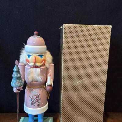 Vintage Lavender Erzgebirgische German Republic Boxed 14” Nutcracker 