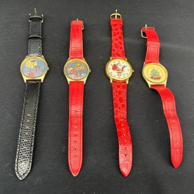 Red Leather Banded Christmas Themed Watches! * Lizard Leather Banded Halloween Watch!
