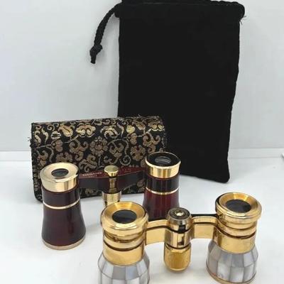 Vintage Tasco , Stellar Deluxe Opera Glasses  * Mother of Pearl , Red Laquer 