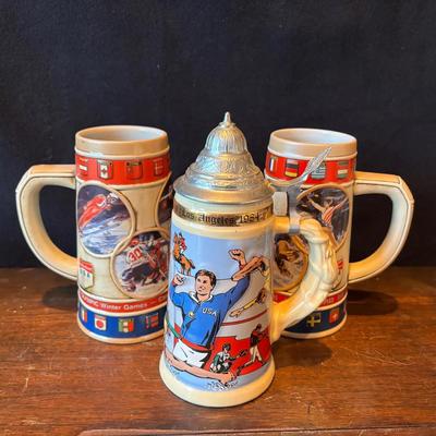 3 Olympics Budweiser USA  Commemorative  Beer Stiens , L. A 1984 , Seoul & Calgary 1988