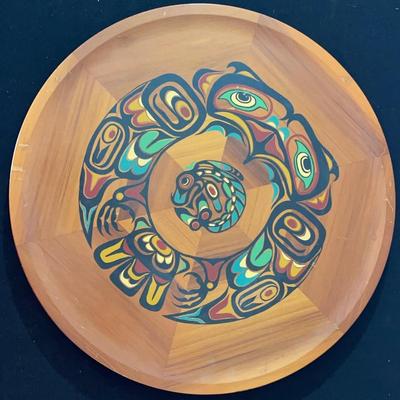 Large Native American Painted Wooden Tray