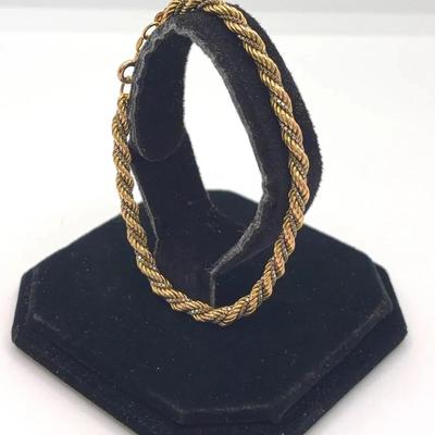 14K Yellow/White Gold Twist Chain Bracelet , 5.83g , 7” Length 