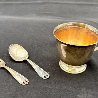 Vintage Sterling Silver Cup, Baby Fork & Spoon * Total Weight: 138.25g
