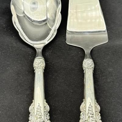 Vintage WALLACE ‘Grande Baroque’ Sterling Silver Serving Utensils * Spoon & Pie Server