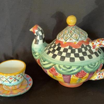 Whimsical Teapot & Teacup By MacKenzie-Childs * made in the USA