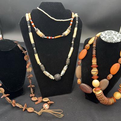 Wild Costume Jewelry Necklaces! * Carved Wood, Shells & Unique Beaded Creations!