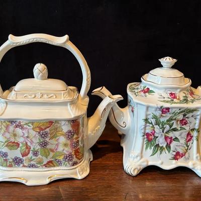 2 Crown Dorset Staffordshire England Large Teapots 