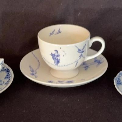 3~ Blue/White Teacups & Saucers * Denmark‘s Royal Copenhagen & England’s Wedgwood