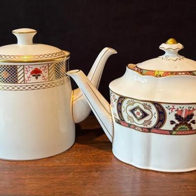 2  English Royal Crown Derby Large Bone China Teapots 