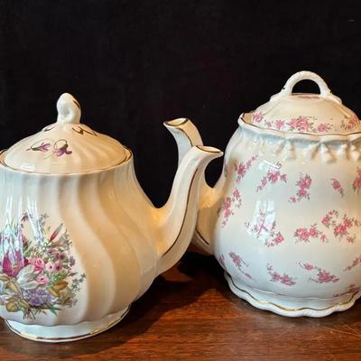 2 Crown Dorset Large Teapots , Floral Patterns