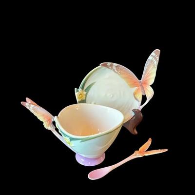 FRANZ  Butterfly Teacup /  Saucer , Spoon XP1693