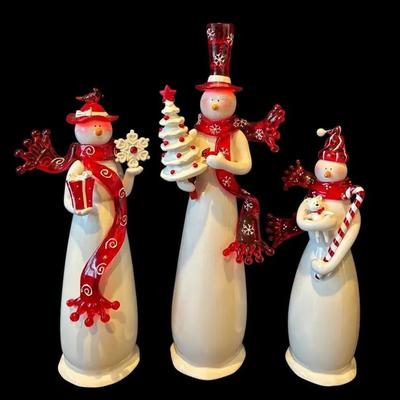 3 ~ Ceramic / Resin Snowman Family , 14.5” - 10.5” 