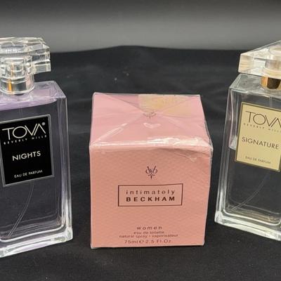 3~ Perfume Bottles * Beverly Hills TOVA Signature & Nights * NEW Intimately Beckham 