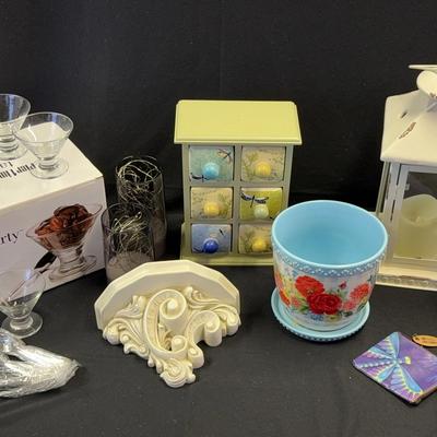 Lovely Shabby Chic Decor! * NEW Pioneer Woman Planter & Pier-1 Tasting Party Coupes