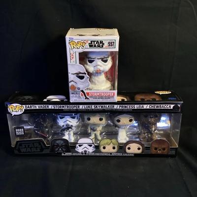 Funko Pop Lot – Star Wars Holiday Stormtrooper + 2022 Galactic Convention 5-Figure Set (NIB)